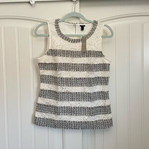 J. Crew NWT white and silver tank top size small